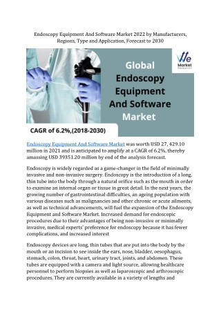 Endoscopy Equipment And Software Market Size, Share, Application, Types