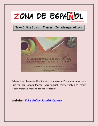 Take Online Spanish Classes | Zonadeespanol.com