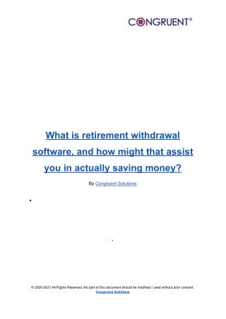 What is retirement withdrawal software, and how might that assist you in actually saving money