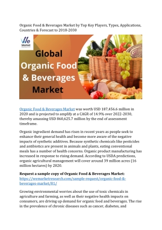 Organic Food & Beverages Market Size, Share, Application