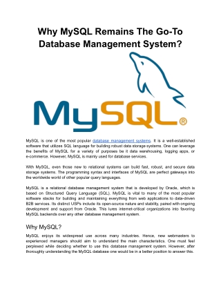 Why MySQL Remains The Go-To Database Management System