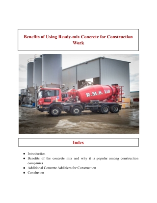 Benefits of Using Ready-mix Concrete for Your Construction Document (2)