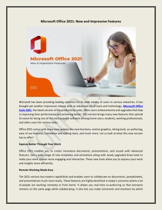 Microsoft Office 2021: New and Impressive Features