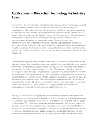 Applications in Blockchain technology for industry 4.zero