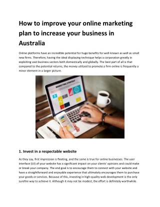 How to improve your online marketing plan to increase your business