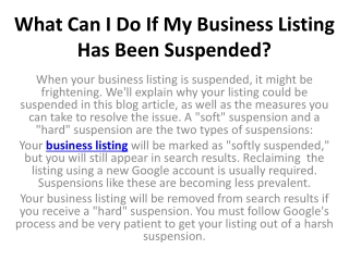 What Can I Do If My Business Listing Has Been Suspended?