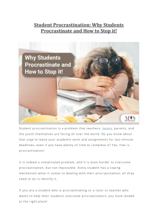 Student Procrastination Why Students Procrastinate and How to Stop it