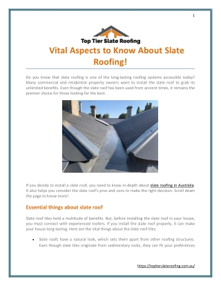 Vital Aspects to Know About Slate Roofing!
