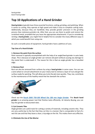Top 10 Applications of a Hand Grinder