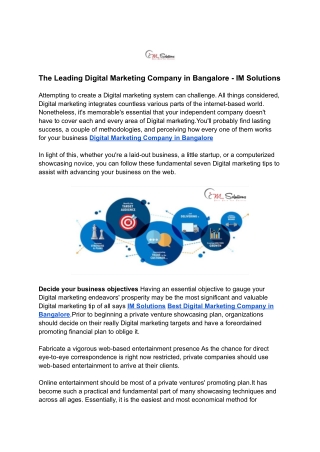 The Leading Digital Marketing Company in Bangalore