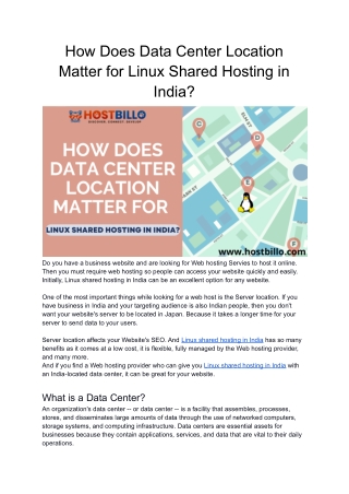 How Does Data Center Location Matter for Linux Shared Hosting in India