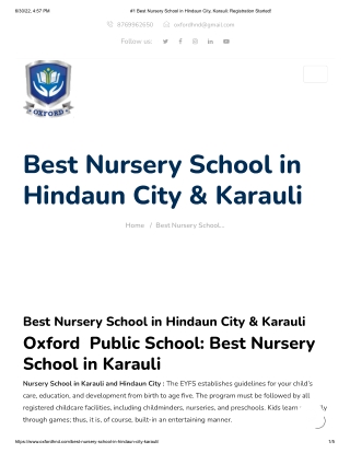 Best Nursery School in Hindaun City, Karauli: Registration Started!