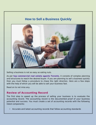 What Are Essential Steps To Sell Business Quickly?