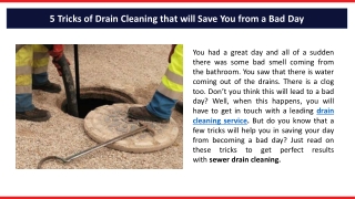 5 Tricks of Drain Cleaning that will Save You from a Bad Day