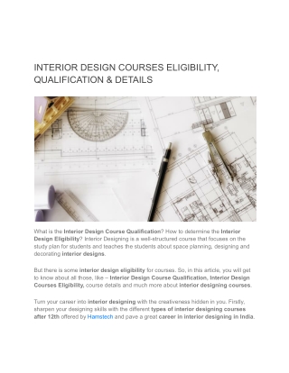 Interior Design Courses Eligibility & Details - By Hamstech