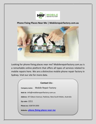 Phone Fixing Places Near Me | Mobilerepairfactory.com.au