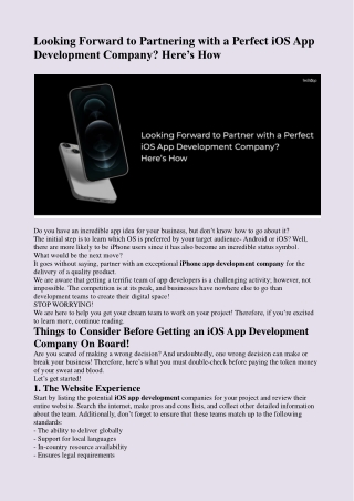 Looking Forward to Partnering with a Perfect iOS App Development Company? Here’s