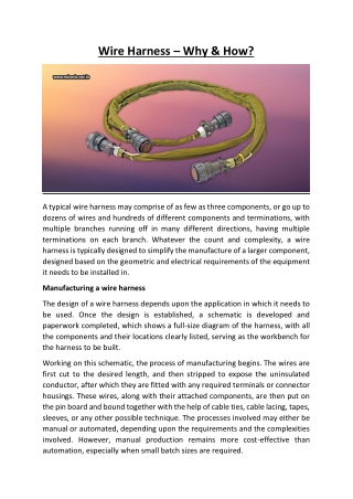 Wire Harness – Why & How