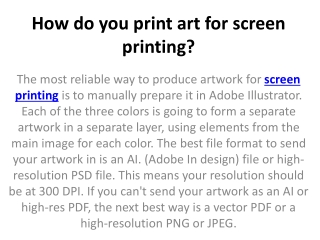 How do you print art for screen printing?