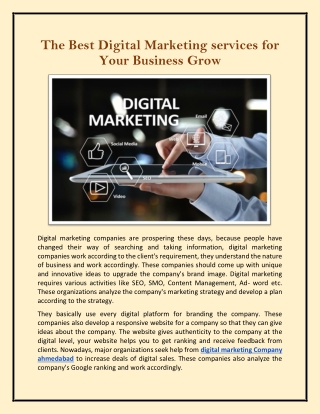 The Best Digital Marketing services for Your Business Grow