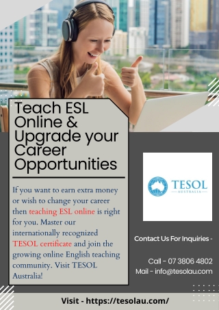 Teach ESL Online & Upgrade your Career Opportunities