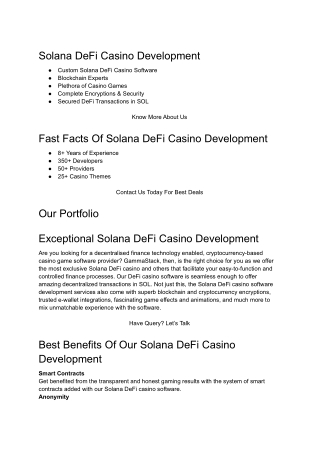 Solana DeFi Casino Development