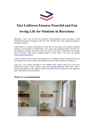 Xior Lofttown Ensures Peaceful and Fun loving Life for Students in Barcelona