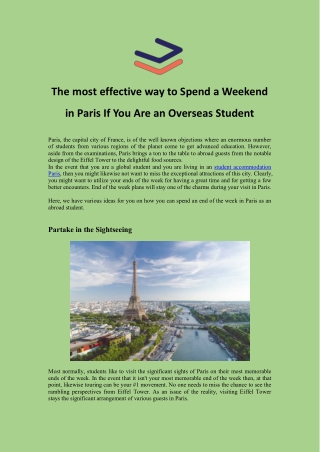 The most effective wa to Spend a Weekend in Paris If You Are an Overseas Student