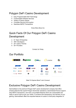 Polygon DeFi Casino Development