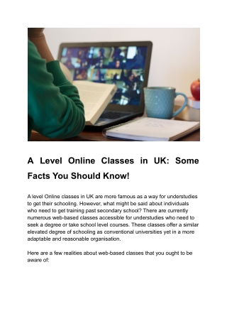 A Level Online Classes in UK_ Some Facts You Should Know