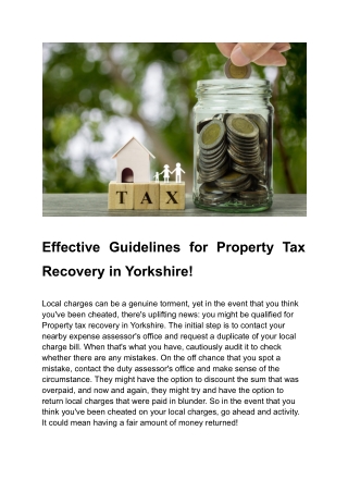 Effective Guidelines for Property Tax Recovery in Yorkshire (1)