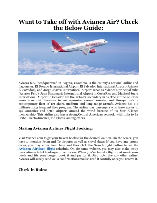 Want to take off with Avianca Air Check the below guide