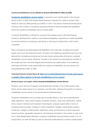 Vocational Rehabilitation Service Market to Account USD 95332.07 million by 2028 (1)