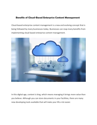 Benefits of Cloud-Based Enterprise Content Management(Ecm)