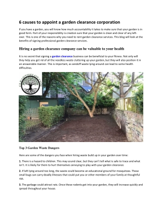 6 causes to appoint a garden clearance corporation