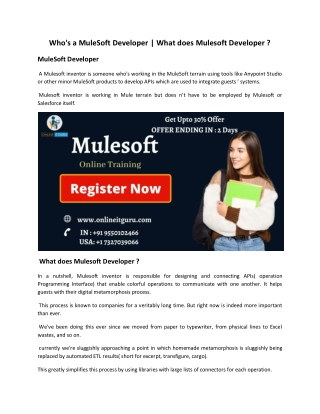 Who's a MuleSoft Developer  What does Mulesoft Developer