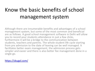Know the basic benefits of school management system