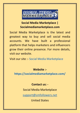 Social Media Marketplace  Socialmediamarketplace