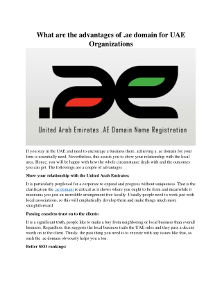 What are the advantages of .ae domain for UAE Organizations