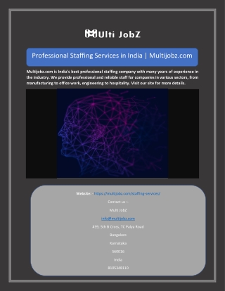 Professional Staffing Services in India Multijobz