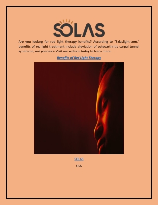 Benefits of Red Light Therapy  Solaslight.com