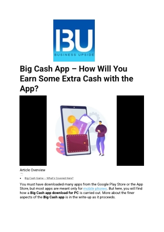 Big Cash App – How Will You Earn Some Extra Cash with the App?