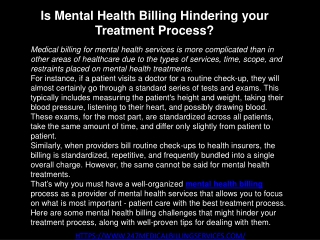 Is Mental Health Billing Hindering your Treatment Process