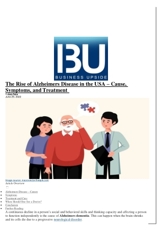 The Rise of Alzheimers Disease in the USA – Cause, Symptoms, and Treatment
