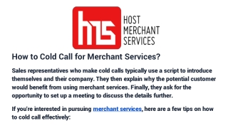 How to Cold Call for Merchant Services?