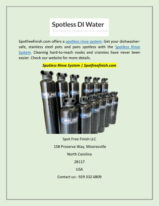 Spotless Rinse System  Spotfreefinish.com