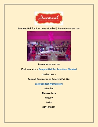 Banquet Hall for Functions Mumbai