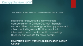 Psychiatric Injury Workers Compensation Clinton County  Therapist-ny.com