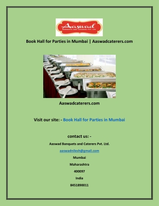 Book Hall for Parties in Mumbai