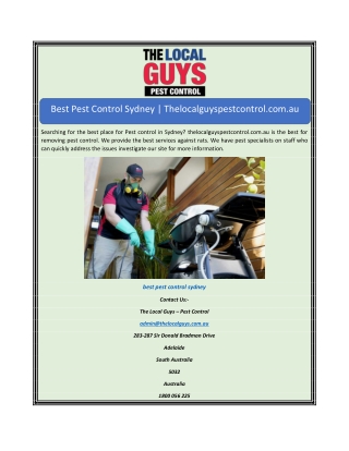 Best Pest Control Sydney  Thelocalguyspestcontrol.com